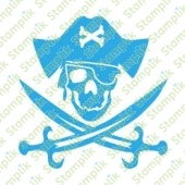Transparentní razítko pirátská lebka s páskou